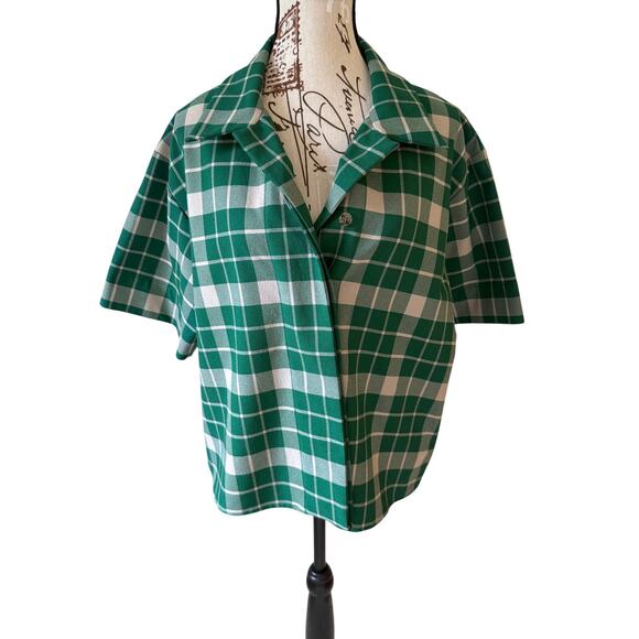 EUC $595 MM6 Maison Margiela Oversized Green Check Boxy Top IT 40 US 4 - Picture 3 of 16